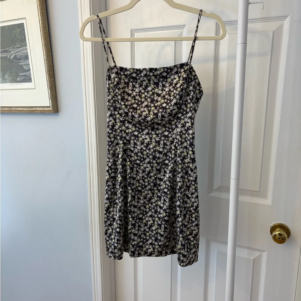 Aritzia Sunday Best Black Floral Print Mini Dress Lined Size 2 - Picture 8 of 17